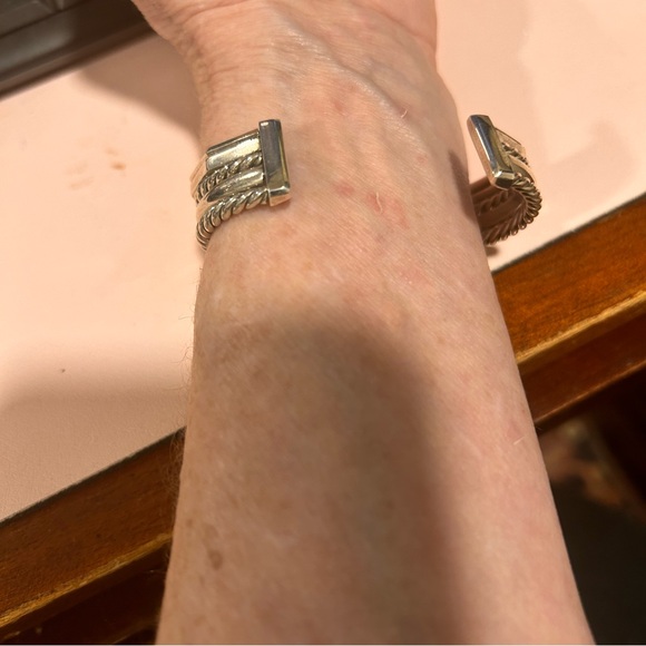 David Yurman Stax- 5 Silver and Diamond Cuffs Combined into one Cuff Bracelet - Picture 16 of 16